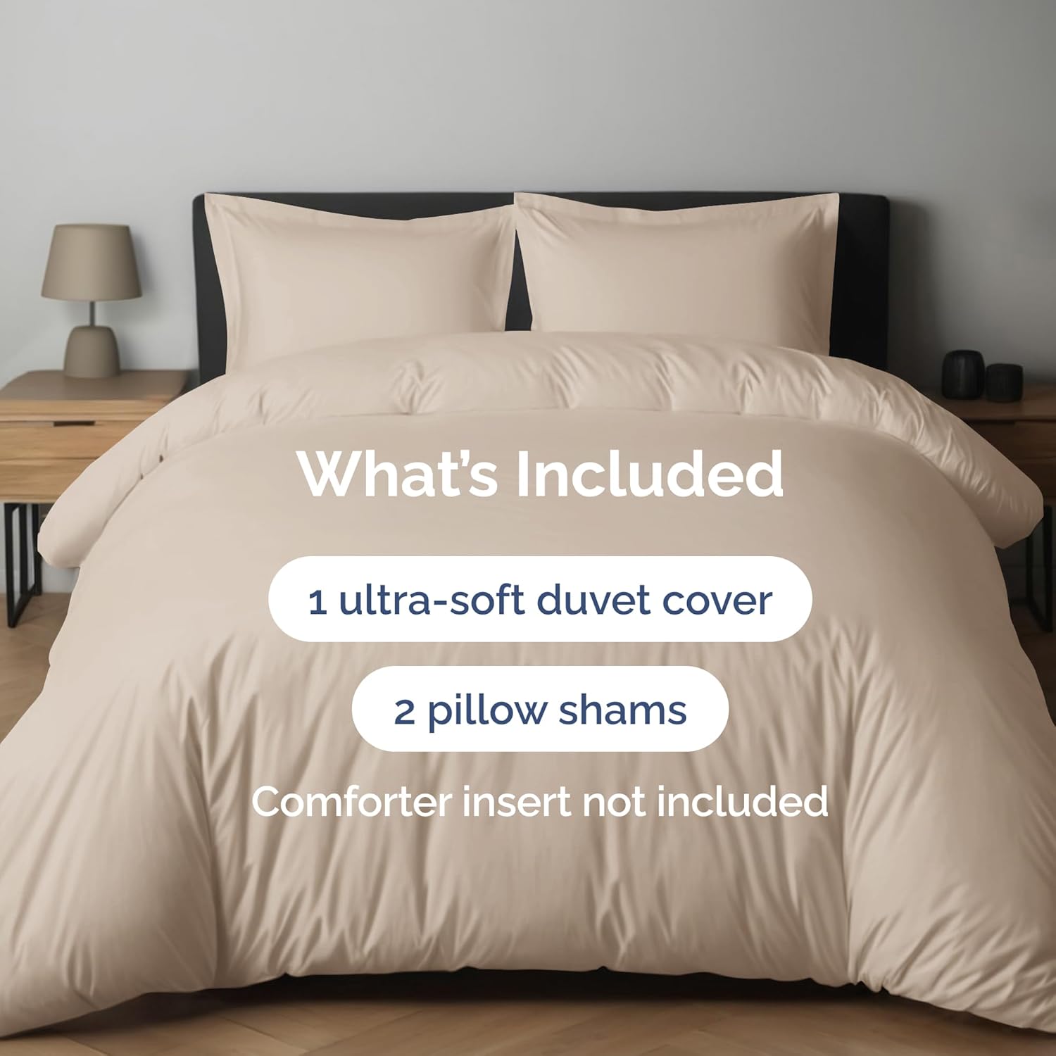 Duvet Cover Full Size Set - Extra Soft Full Duvet Cover 80" x 90" with 2 Pillow Shams - Hotel Luxury, Easy Care and Fade Free w/ Zipper Closures & Ties - All Season, Comfy, Cozy & Breathable (Cream)