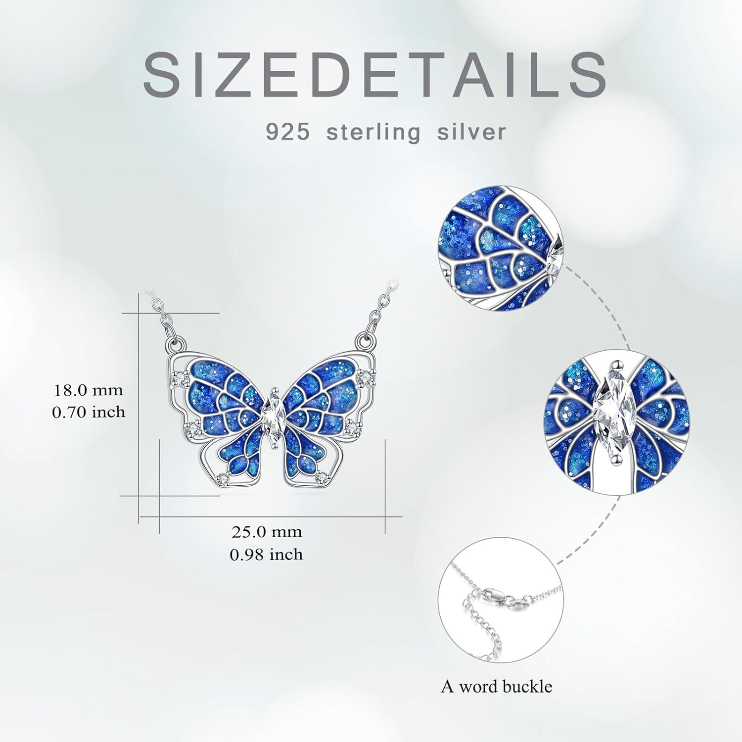 Butterfly Necklace for Women, 925 Sterling Silver Diamond Butterfly Pendant Necklace, Jewelry Gifts for Mother Wife Lover Birthday Christmas Anniversary, with 18+2inch Chain - Image 4