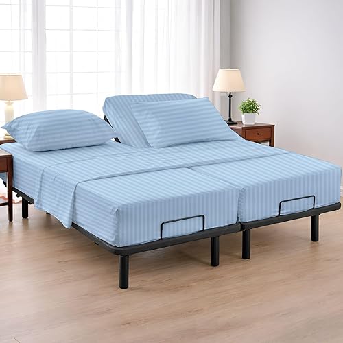 Cottington Lane Juego de sábanas divididas tamaño Queen para cama ajustable, sábanas de algodón de alta calidad con bolsillos profundos de 16