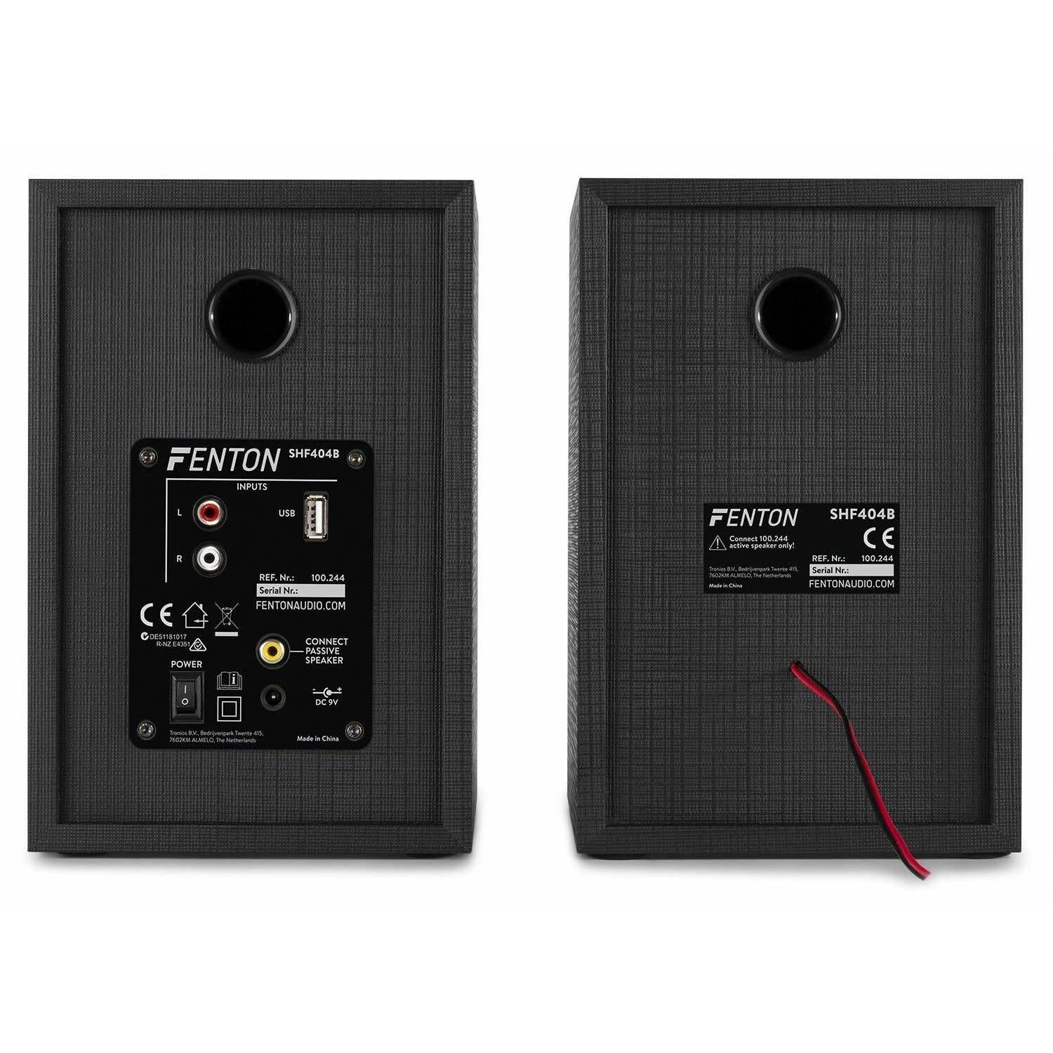 Fenton SHF404B - Coppia di altoparlanti da libreria con Bluetooth, altoparlanti attivi, ideali per musica, giochi, film e produzione musicale, 160 Watt, 4", USB e RCA