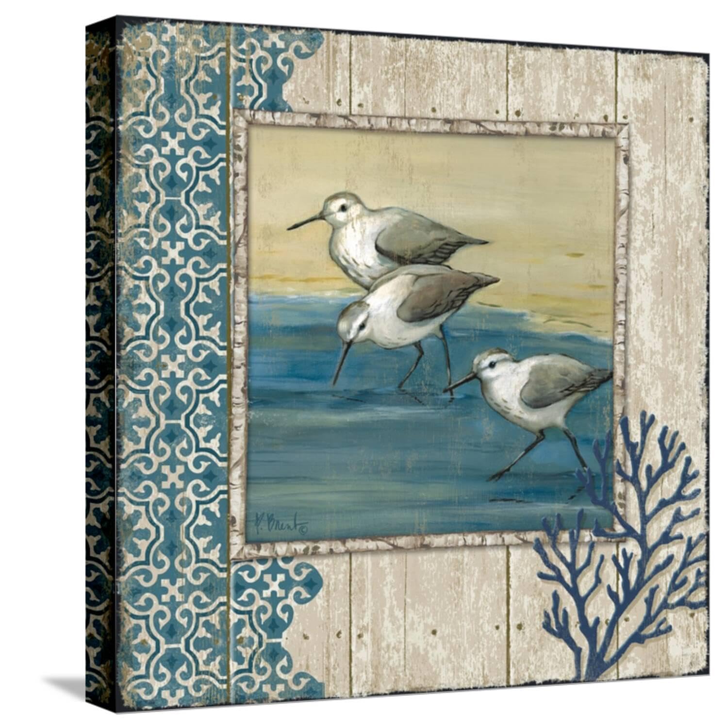 ART.COM Stretched Canvas Print Sandpiper Shore II by Paul Brent, 16" x 16"