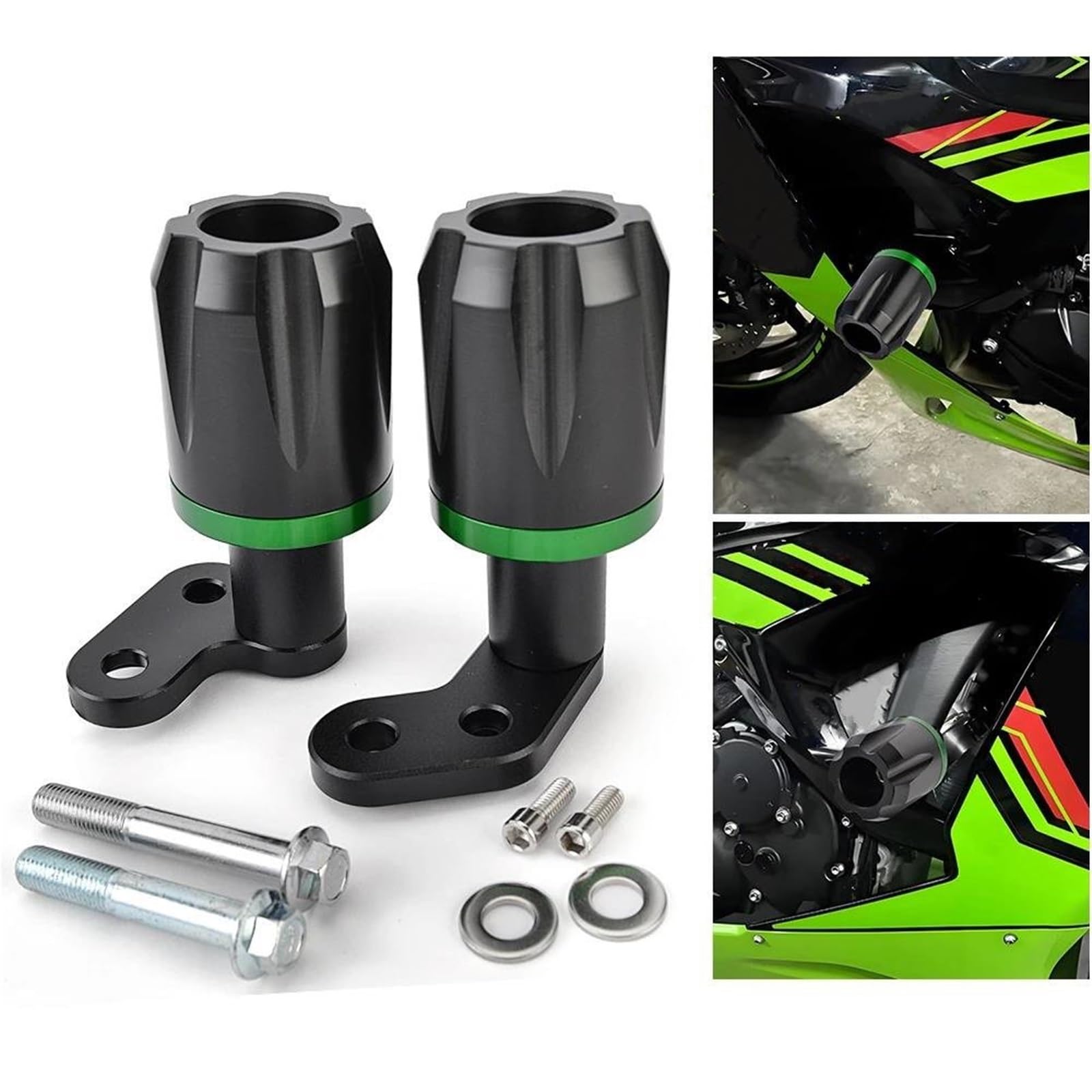 Motorrad-Absturzsicherung, Rahmenschutz, Verkleidungsschutz, Crash Pad, Für Kawasaki Für Ninja ZX6R ZX-6R ZX 6R 2024 2025 Verkleidungsschutz Sturzpads(Schwarz)