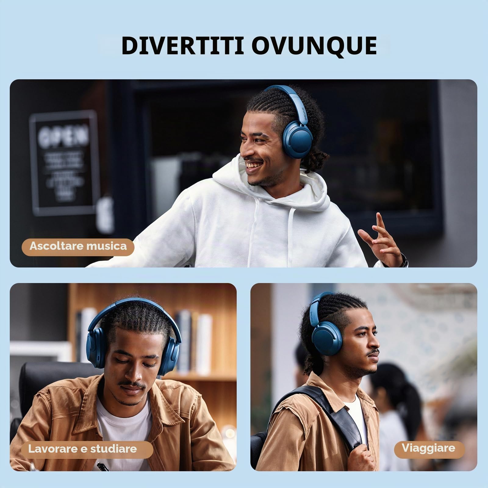 1MORE SonoFlow Cuffie con cancellazione attiva del rumore, cuffie Bluetooth con LDAC per audio wireless ad alta risoluzione, 70 ore di riproduzione, chiamate chiare, equalizzatore preimpostato tramite