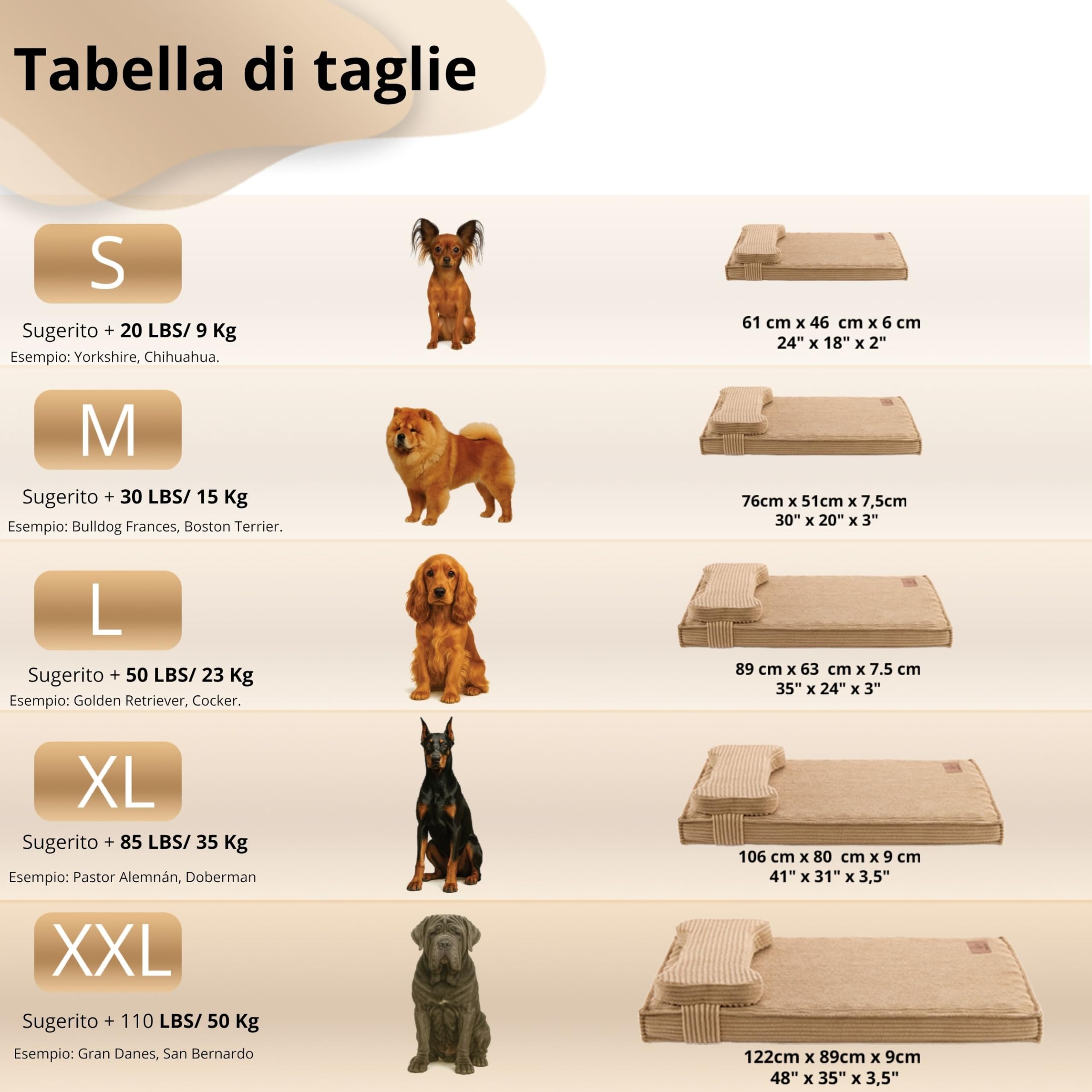 Cuccia Ortopedica per Cani con Fodera Impermeabile Lavabile (LARGE)