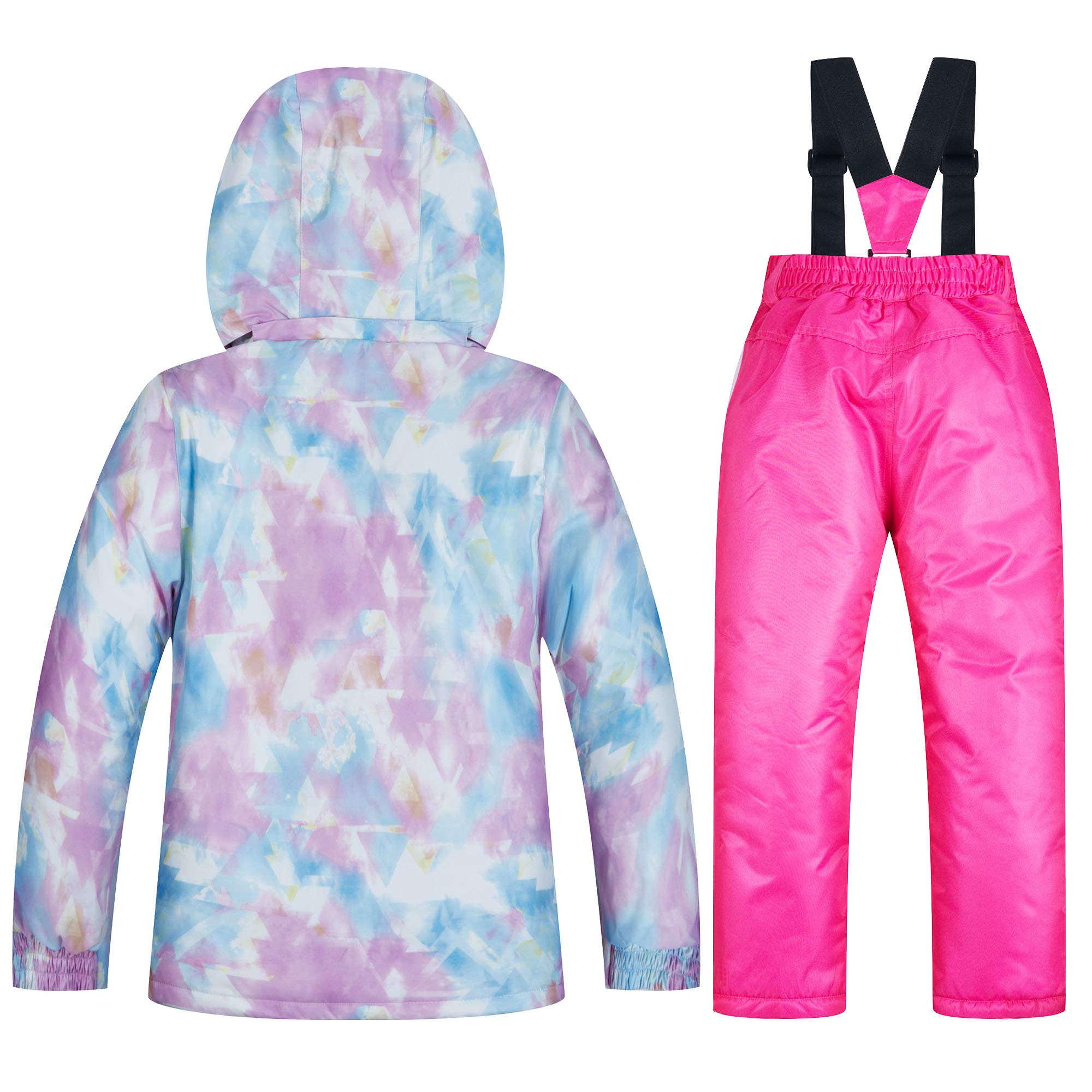 Traje de Nieve Niños Impermeable Conjunto de Esquí Niñas 2 Piezas Chaqueta con Capucha + Pantalón de Esquí para Invierno