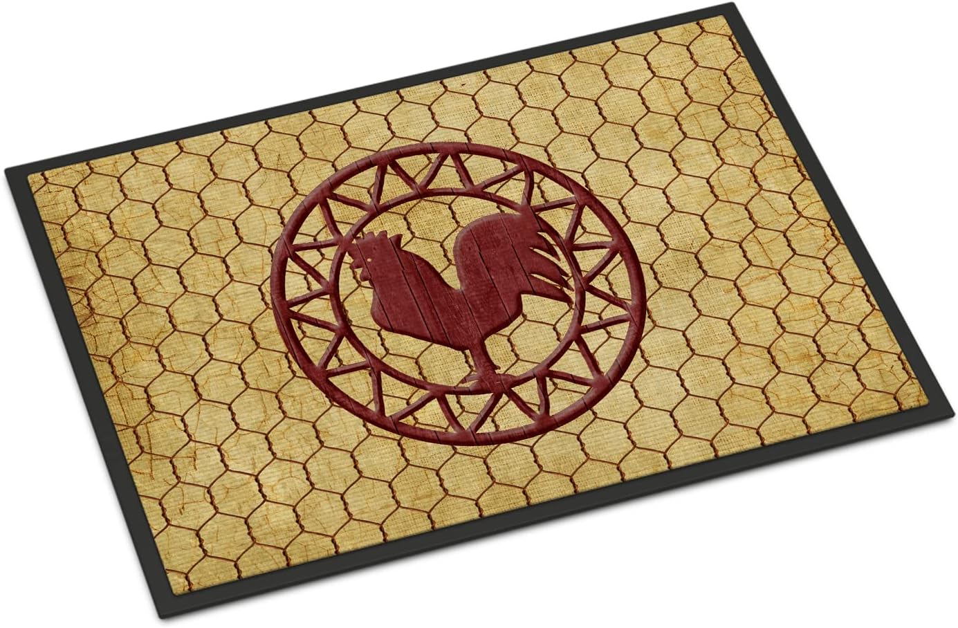 Caroline's Treasures SB3085MAT Rooster Chicken Coop Doormat 18x27 Front Door Mat Indoor Outdoor Rugs for Entryway, Non Slip Washable Low Pile, 18H X 27W