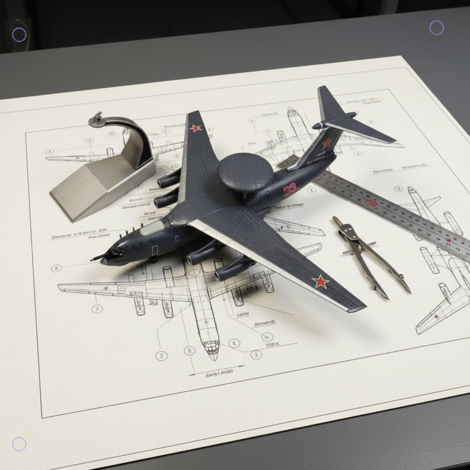 Aerei Militari Modellini Aereo da Collezione Aereo in Miniatura Riproduzione Diecast 1 200 A-50U con Dettagli Meticolosi in Lega E Plastica con Base
