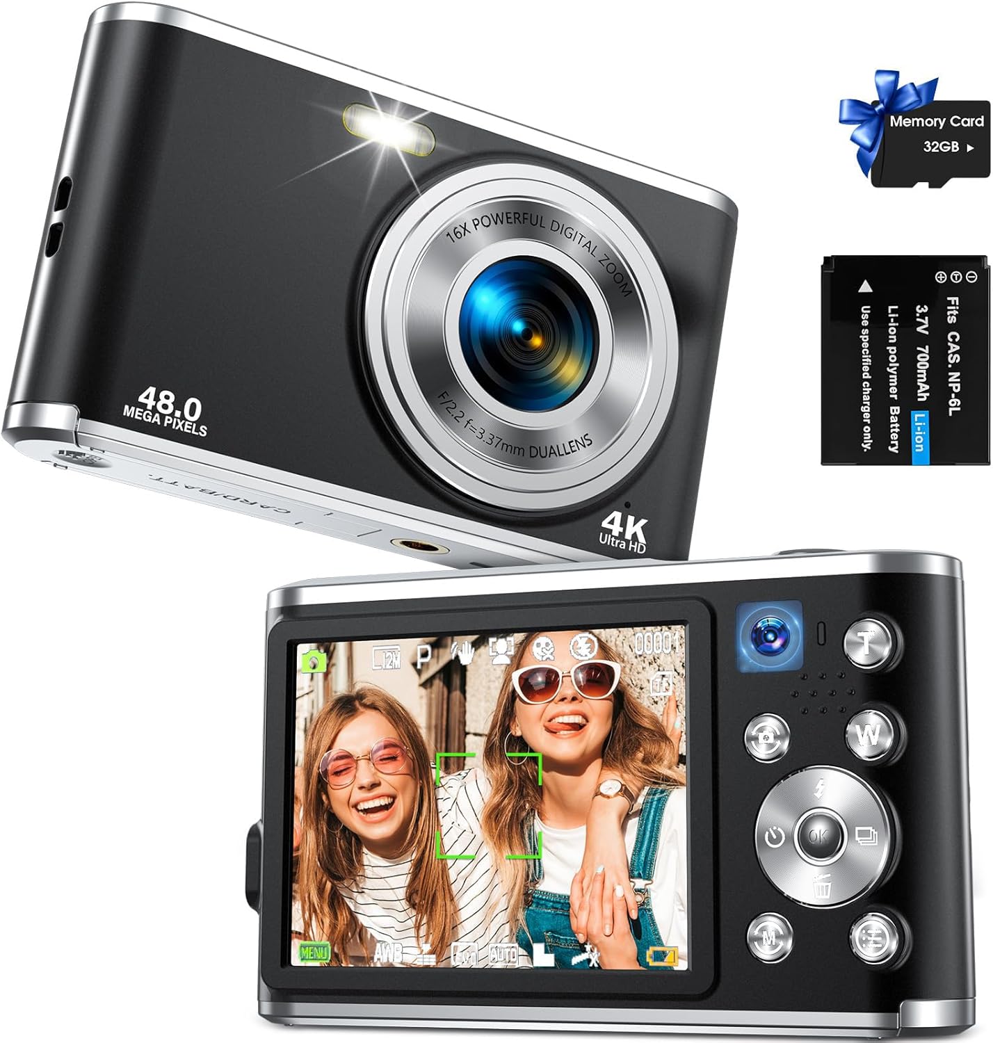 كاميرا رقمية، كاميرا فيديو فل اتش دي 4K بتركيز تلقائي مع كامير... - view 1