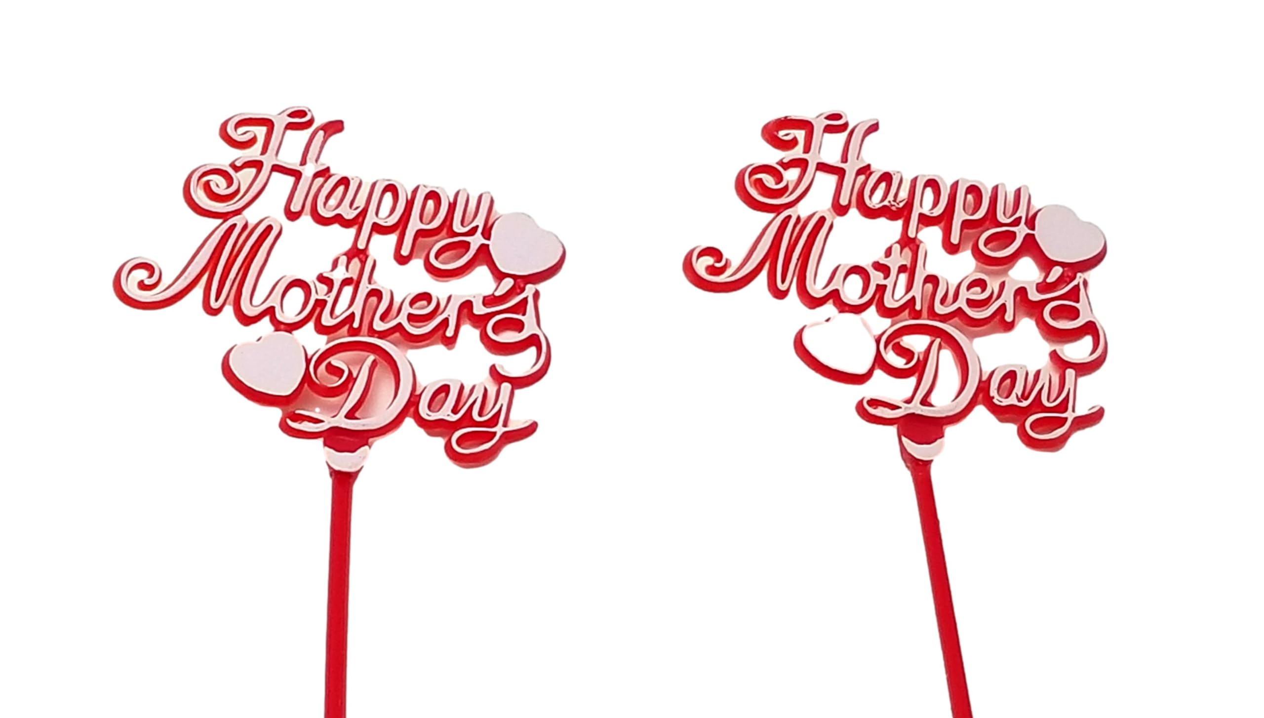 party favors plus Happy Mother's Day Floral picks 12 pcs red Wording 2.5x2.5 top 12 inch long