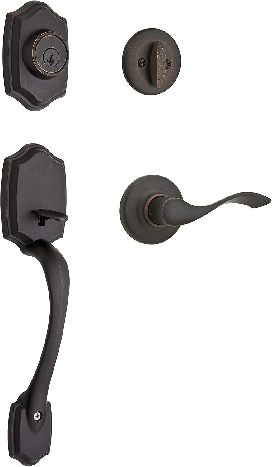 Weiser Bronze Front Door Lock and Handle Set, Brentwood