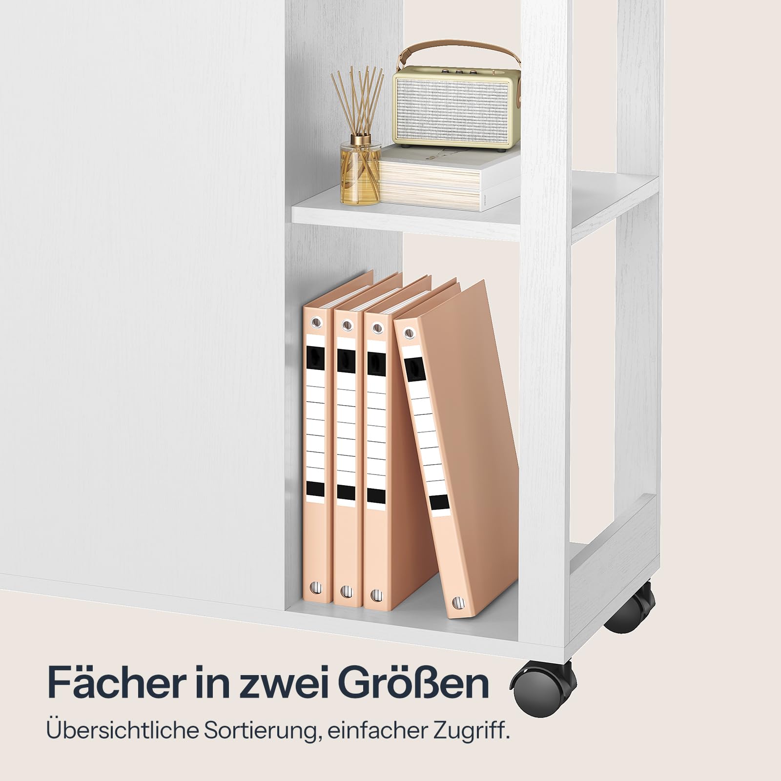 HOOBRO Rollcontainer mit Schublade, mobiler Aktenschrank mit Schloss, Schreibtisch Unterschrank, Büroschrank mit offenen Regalen, Bürocontainer, für Wohnzimmer, Schlafzimmer, Arbeitszimmer EWB28WJ01