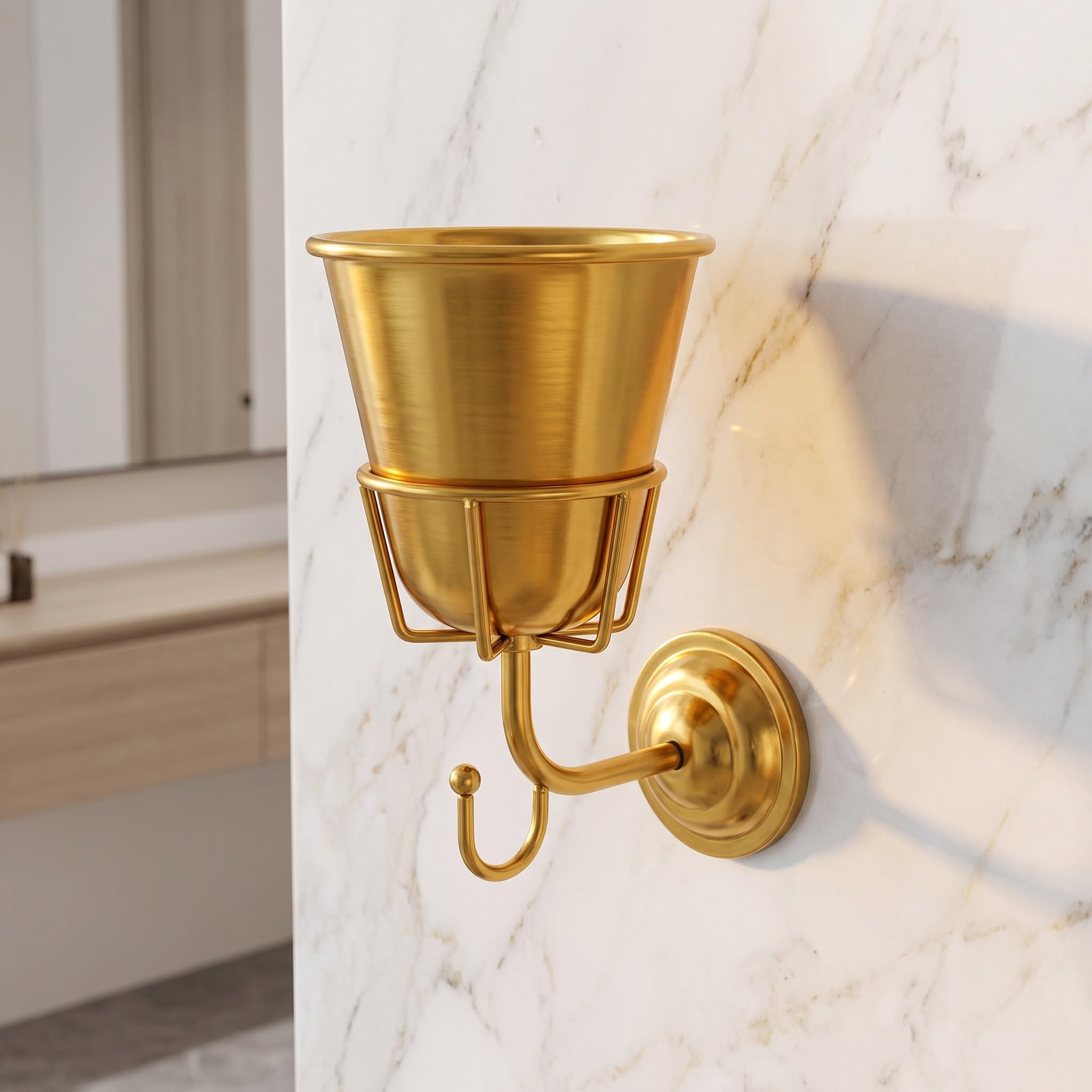 Veemoon Vaso da parete in metallo, applique dorata per decorazioni di
