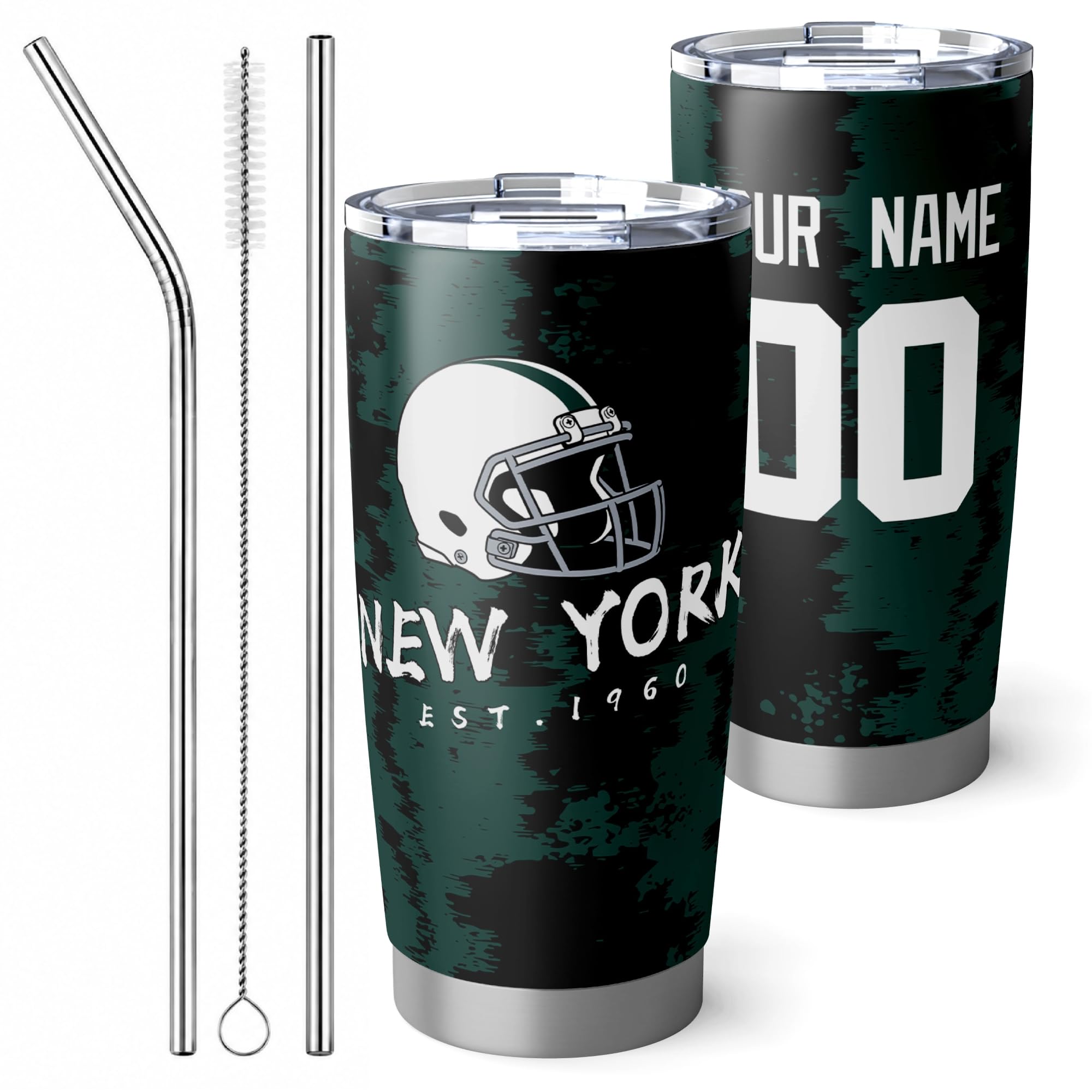 ANTKING New York J Tumbler 20oz Travel Mug Custom Number Name Gifts