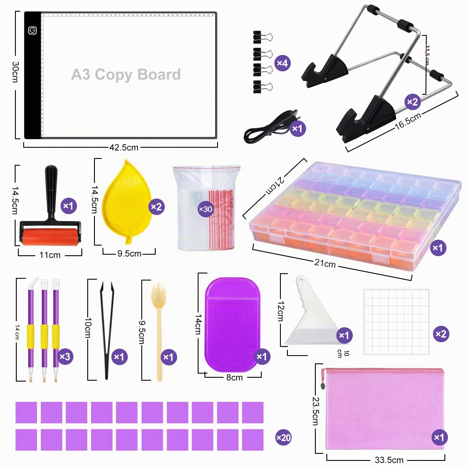 Tavoletta Luminosa,A3 LED Light Pad,LED Light Pad for diamond painting,A3 Tracing Light Box per Disegno,Artisti,Animazione,Abbozzare(con cavo USB)