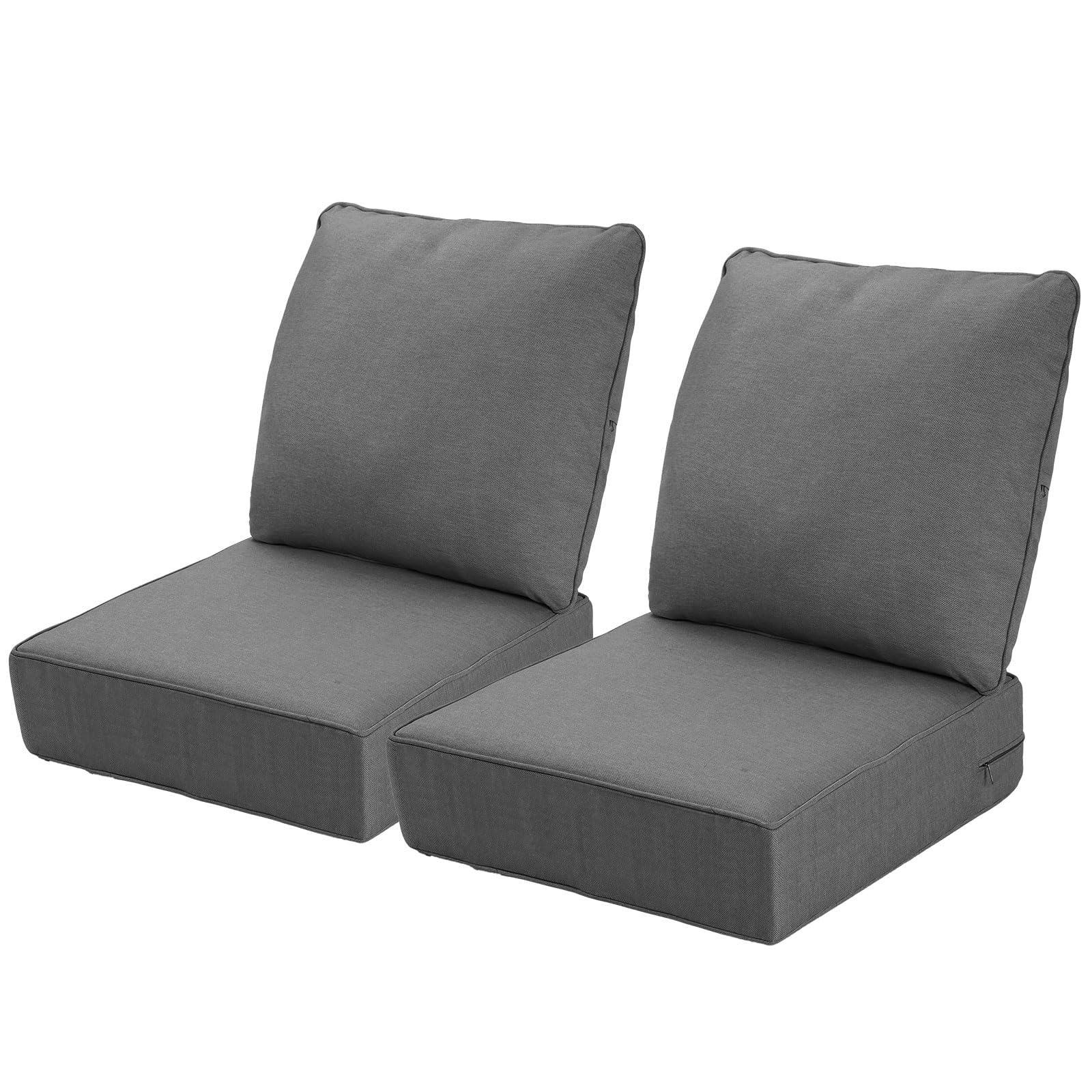 Naga Bahna Outdoor Deep Seat Cushions Set of 2 for Patio Furniture, Waterproof & Fade Resistant Replacement Cushions with Removable Covers, 24 x 24
