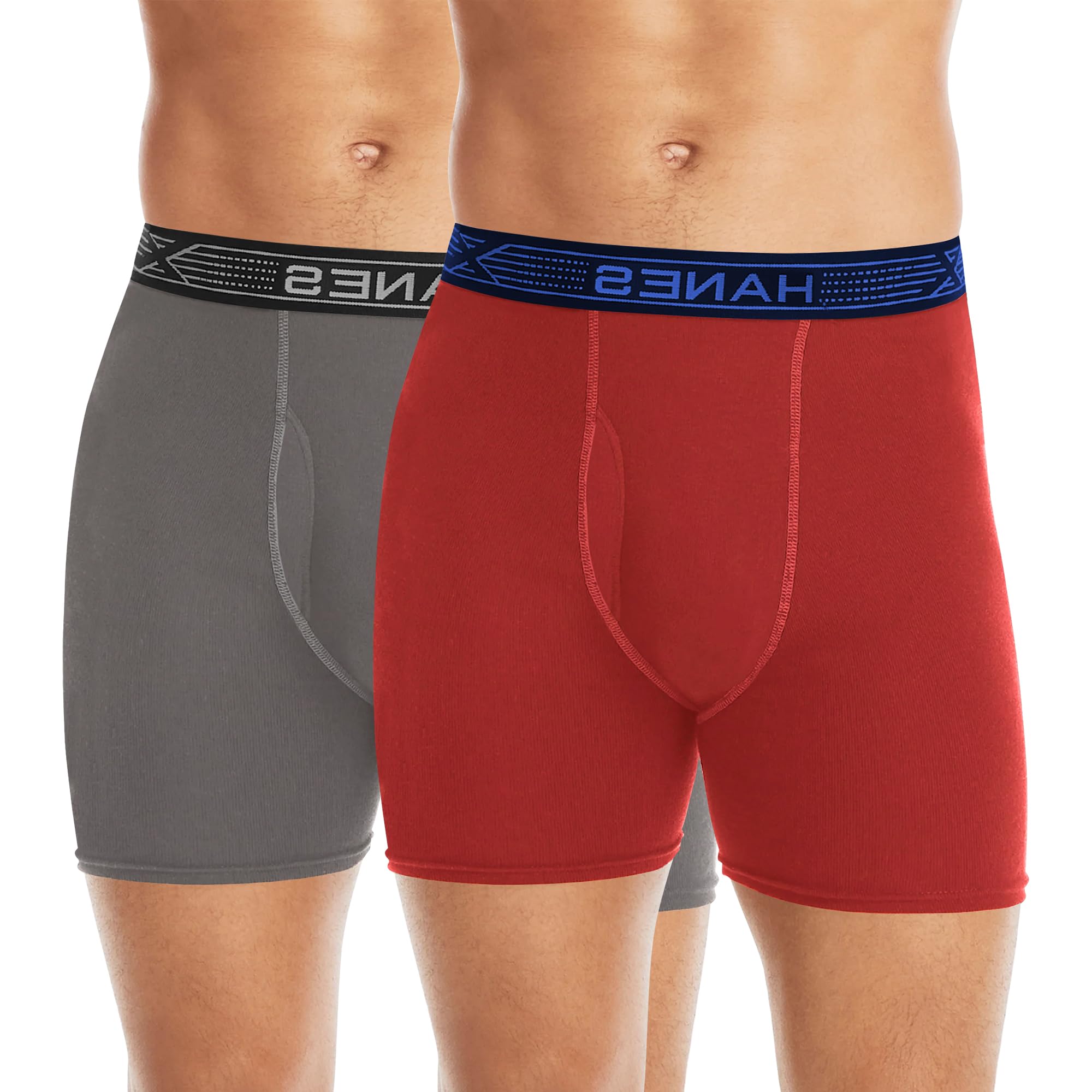 GenericMen's 100% High Waist Cotton Plus Size Regular Fit Solid Boxer Briefs Innerwear Long Trunks Full Underwear Combo