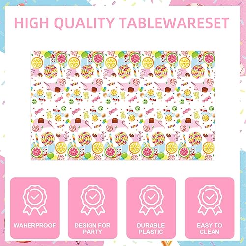 Miniatura 5 de 141 piezas de decoración de fiesta de Candyland con temática de postre para 20 invitados, vajilla de Candy Land, suministros de fiesta, platos y
