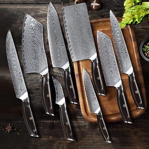 Miniatura 2 de Juegos de cuchillos, 8 unids cuchillos de cocina conjunto de 67 capas Damasco Chef cuchillo japonés sankotu deshuesado utilidad profesional cocina