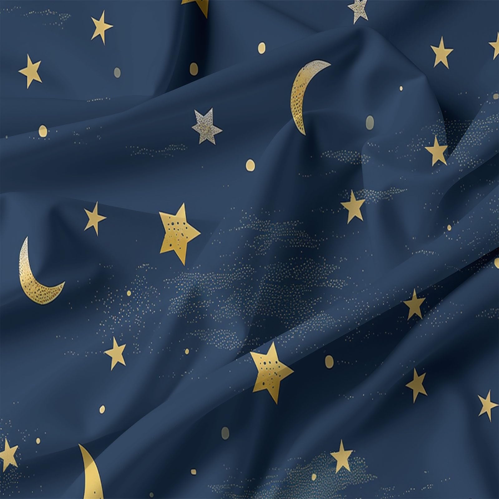 CozyRest Juego de Fundas Nórdicas Suave 3 Piezas para Cama 105 - Estrellas y Luna Tema de Cielo Estrellado Patrón Funda Edredón Poliéster Algodón 180 x 220 cm + 2 Funda de Almohada 50x75, Azul