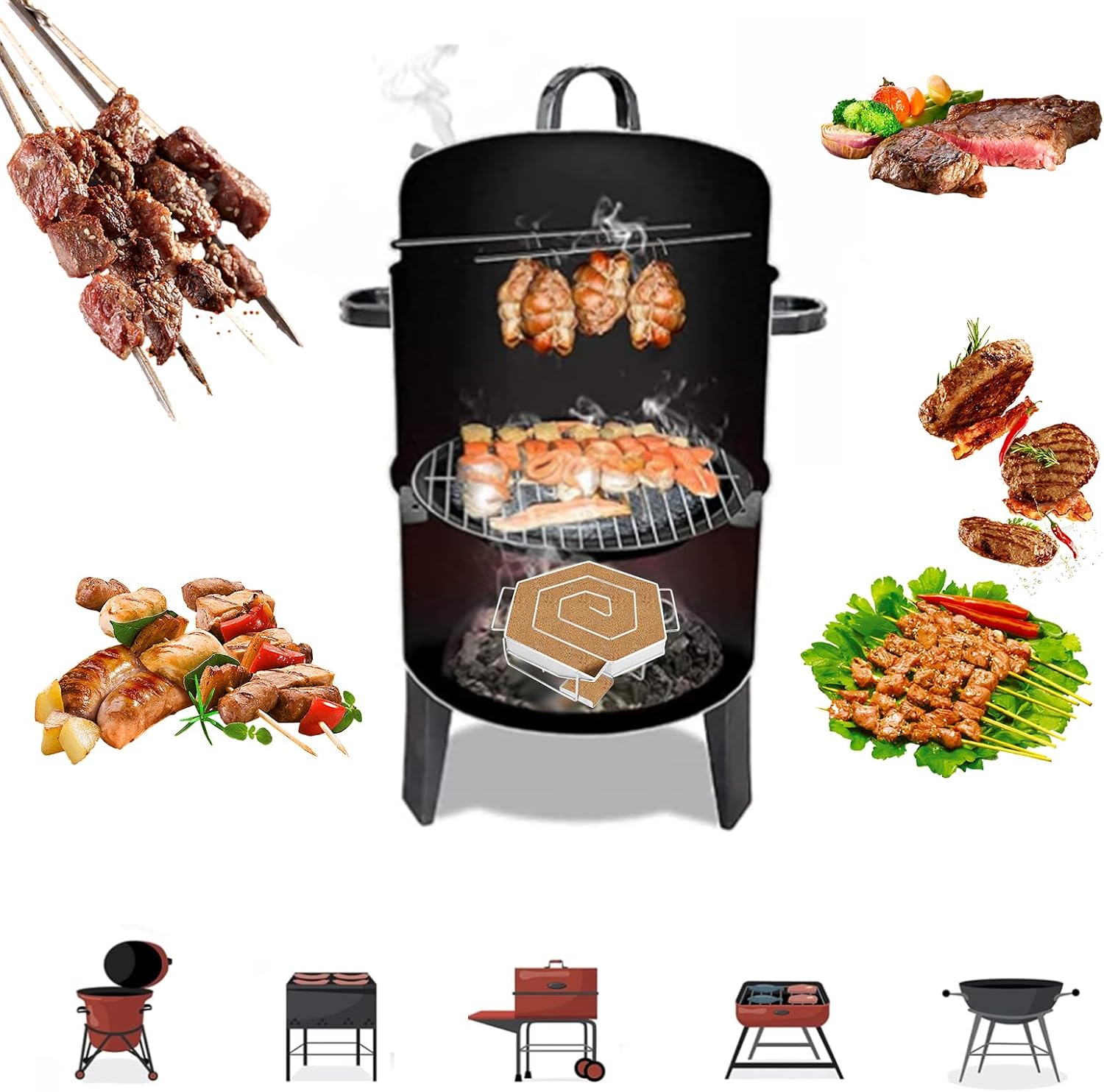 Hexagon Cold Smoke Generator for Smoker Oven, Premium Stainless Steel Smoker Snail Cold Smoking with 2 Hooks and 2 Brushes, Cold Smoker Suitable for All Grill Smoking Devices (Reusable, 21 x image 5