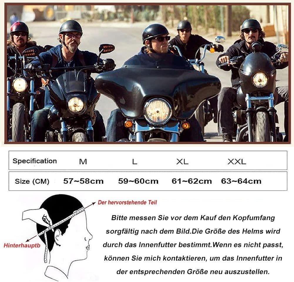 Półskorupowy kask motocyklowy, półskorupowy, męski z ECE, kask motocyklowy w stylu retro, chopper, z osłoną przeciwsłoneczną, do cruiser, chopper, motocyklisty