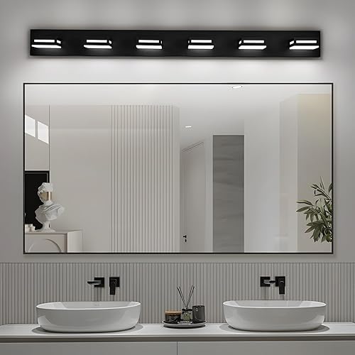 Miniatura 28 de Lámparas LED modernas para tocador (3 lámparas, 24 pulgadas), accesorios de iluminación para pared de baño acrílico dorado sobre espejo