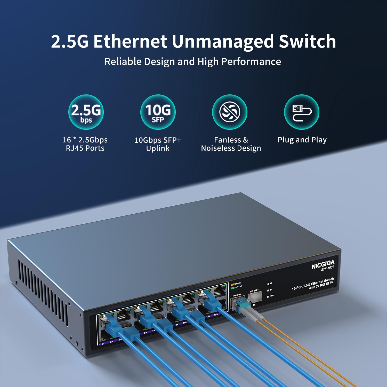 Amazon.co.jp: 16ポート2.5G 2ポート10G SFP+イーサネットスイッチ