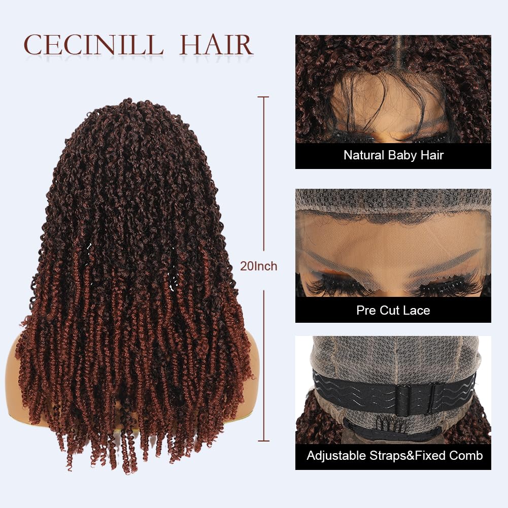Full Lace Wig Faux Locs Handmade Synthetic Goddess Braids with Baby Hair 20" (1B-350# 20inch)