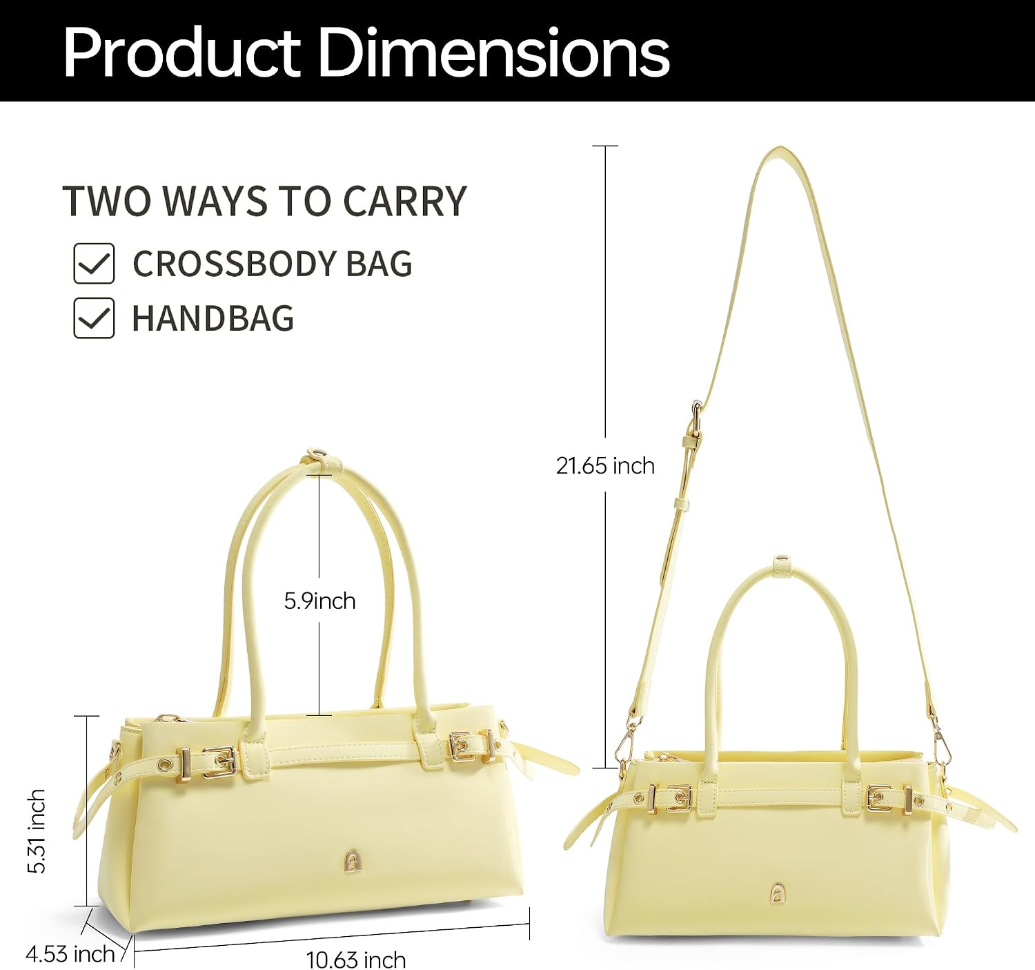 LA FESTIN Women's Top Handle Shoulder Bag - Classic Satchel Handbag, Small Crossbody Purse with Detachable Strap