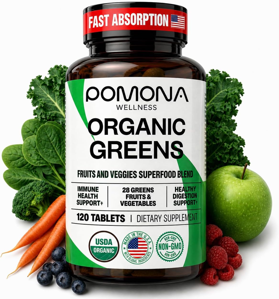 Pomona Wellness Super Greens Supplement, Full Of Superfood Vitamins & Mineral...