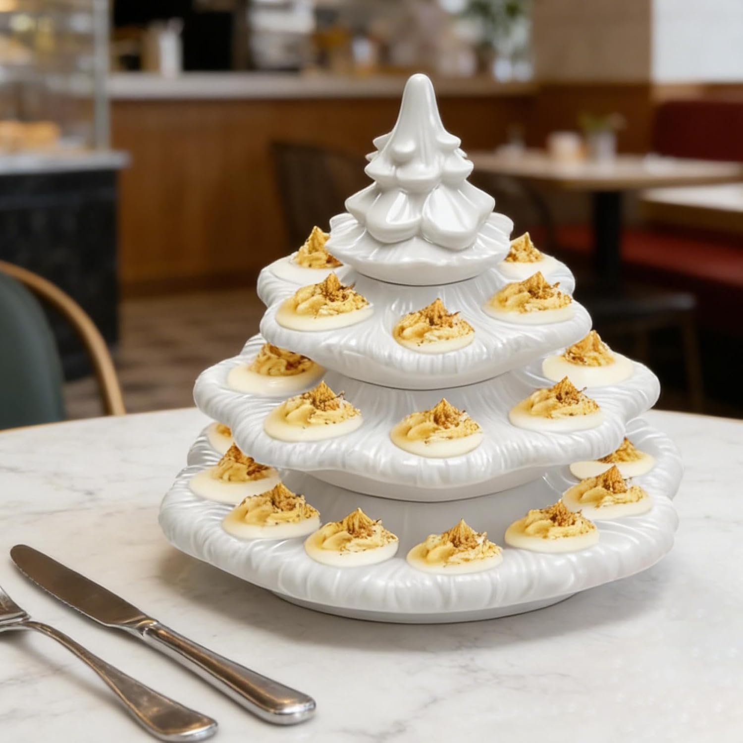Deviled Egg Platess | 4 Layer Resin Christmas Tree Shaped Tableware,26 Hole Appetizer Holder,for Party Thanksgiving