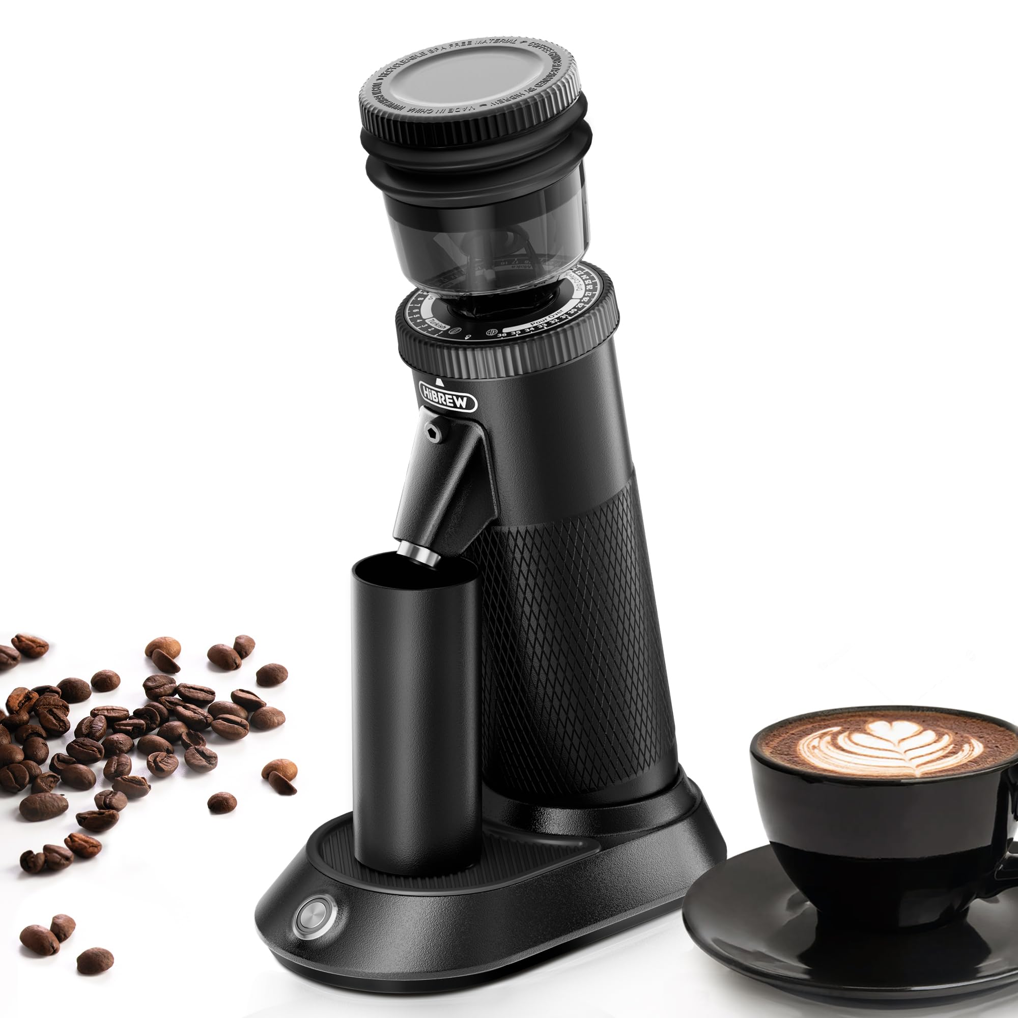 Młynek do kawy Stożkowy młynek HiBREW Pojedyncza dawka do espresso z 36 regulowanymi szlifami, pojemność 50g, stop aluminium, nadaje się do espresso/moki/kawy tureckiej/kropli kawy