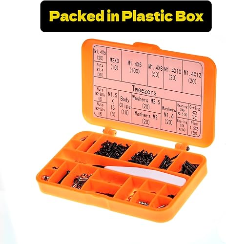 Miniatura 5 de Kit de tornillos de cabeza de botón para automóvil SCX24 AX24 RC, 372 piezas, acero endurecido grado 12.9, rodamientos y tornillos con caja para 124