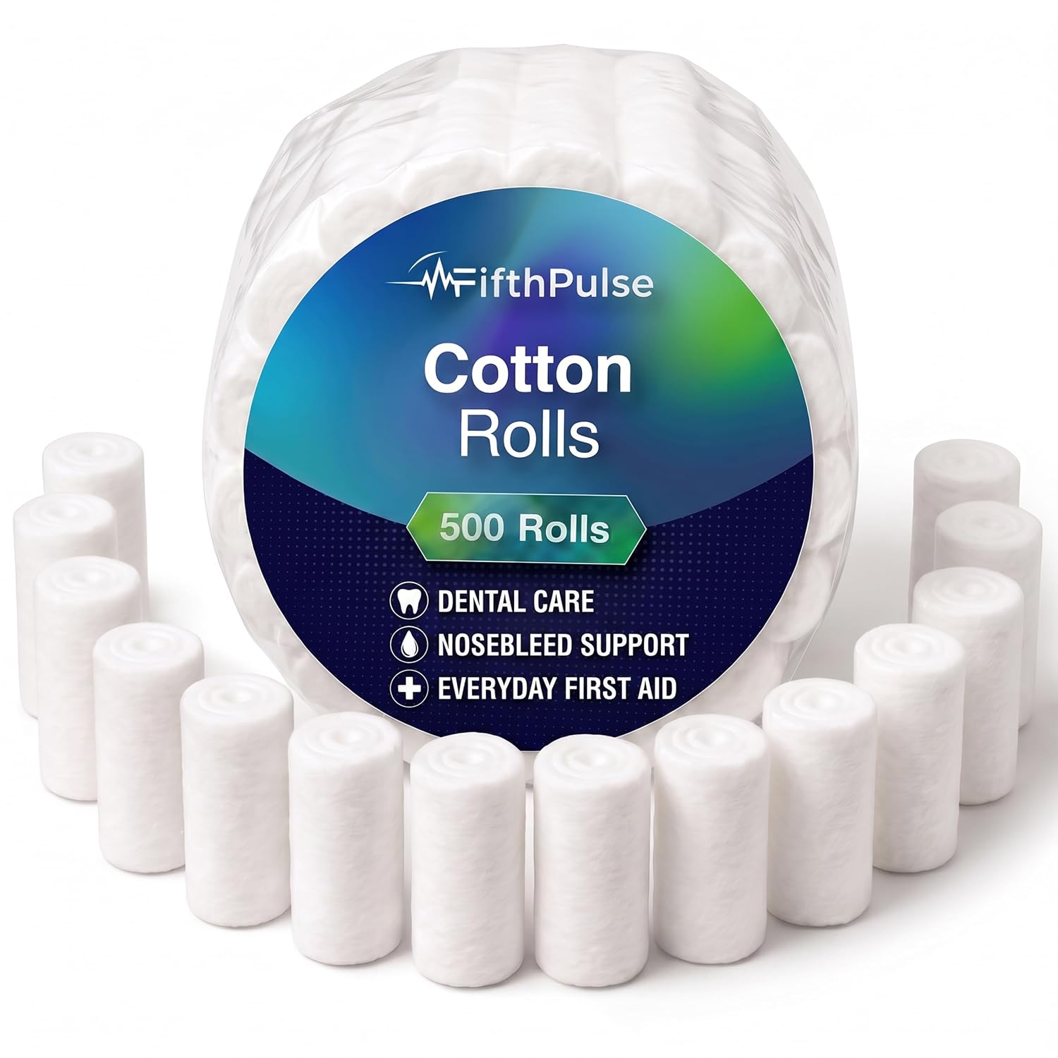 Dental Cotton Rolls, 500 Count - Nose Bleed Stopper for Kids and Adults - Non Sterile and Absorbent Cotton Mouth and Nose Plugs for Dental Work, Wisdom Teeth, and More