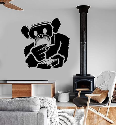 Vinilo de pared Marihuana divertido mono fumando marihuana calcomanía mural arte y calcomanías de pared en palo