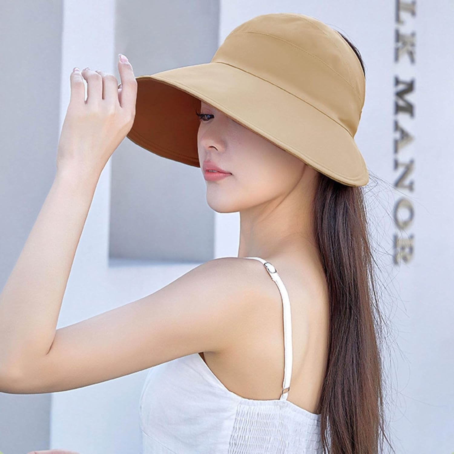 Sun Hats for Womens Wide Brim UV Protection Fishing Hats Packable Reversible Hollow Top Hat with Ponytail Beach Travel Hats - Image 7