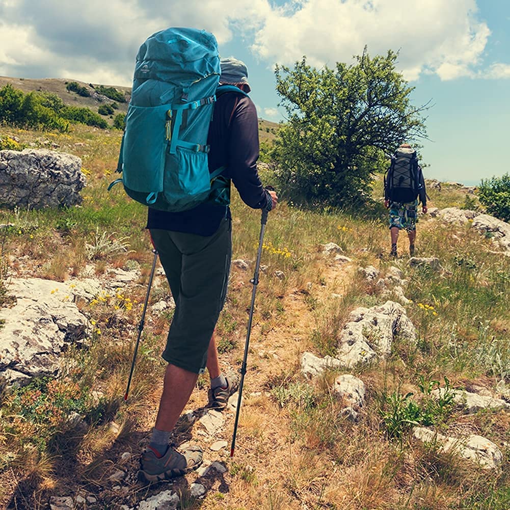 Bastoncini da trekking da passeggio, bastoncini da trekking ultraleggeri in fibra di carbonio con sistema di bloccaggio retrattile Bastoncini da trekking all'aperto per escursionismo, campeggio, zai
