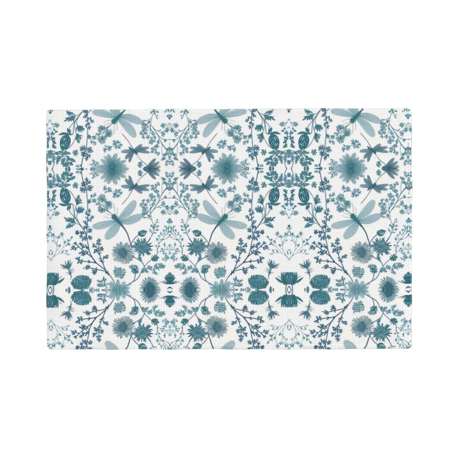 Dragonfly Flower Imitation Linen Placemat â€“ Elegant Double-Sided Printed Table Mat for Home, Dining, Weddings