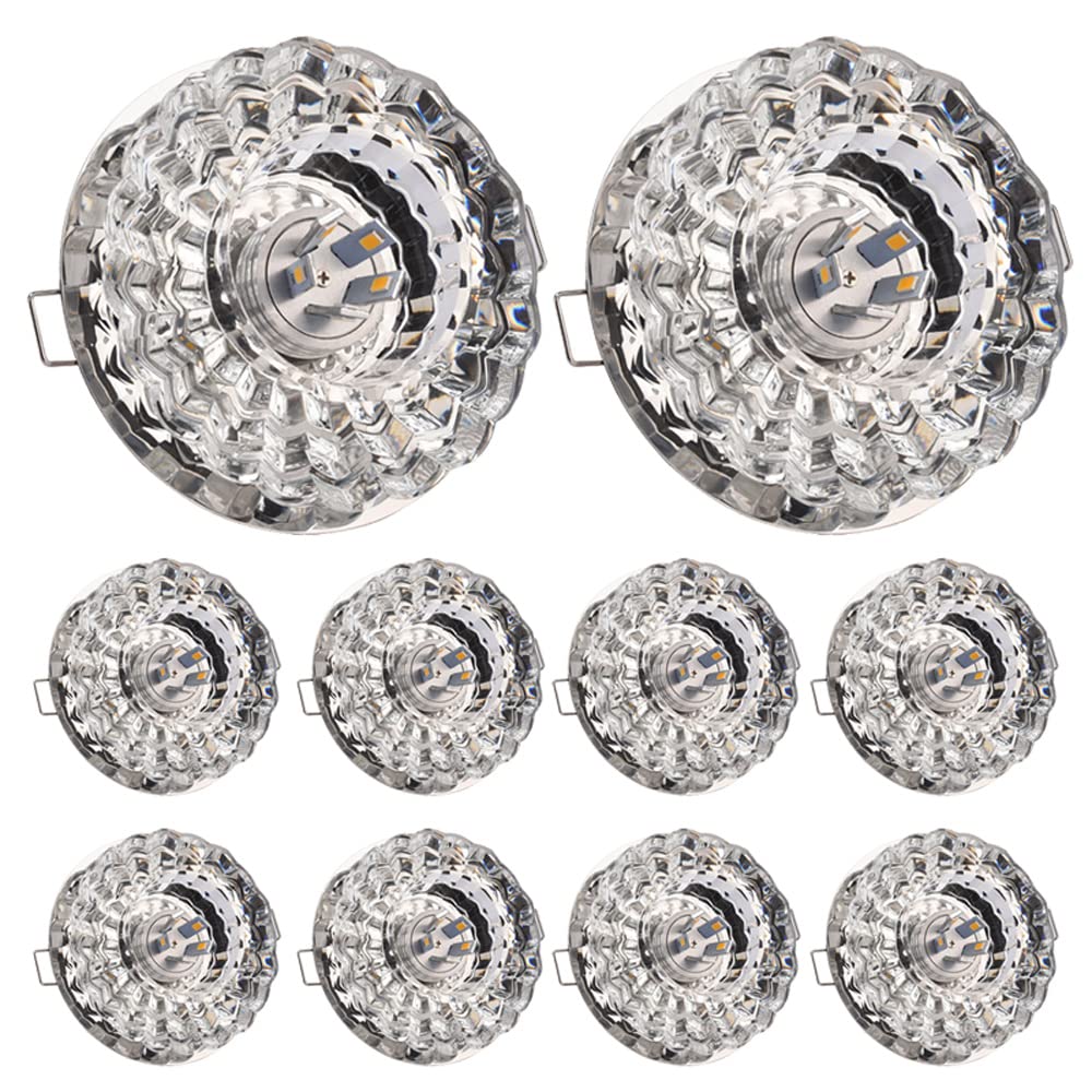 SDUYTDG 3W 5W LED Crystal Downlight 10 Pack Chrome Ceiling Light Flush Mount Kitchen Island Lighting 2in-3.5in Round Ceiling Spotlights Colorful Recessed Light