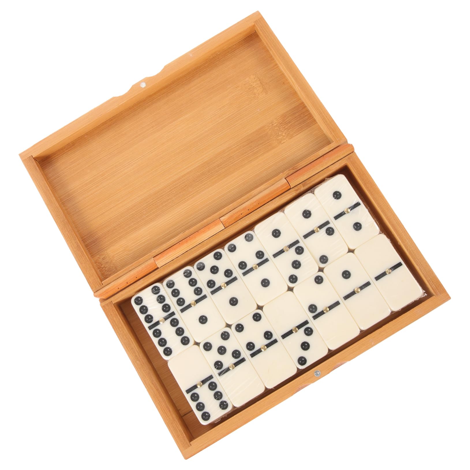 Kisangel Jeu de Dominos pour Adultes Boîte de Dominos Vintage en Bambou et Plastique, Interactif, Jeux en Famille et Barbecues du Week-End