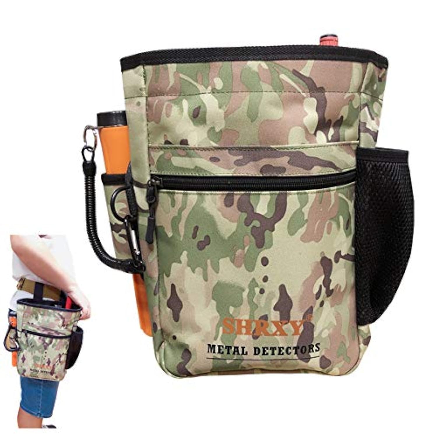 Super detesir Metal Detecting Find Bag Waist Digger Pouch Tools Bag for PinPointer Garrett Detector Xp ProPointer Accessories (CAMO)
