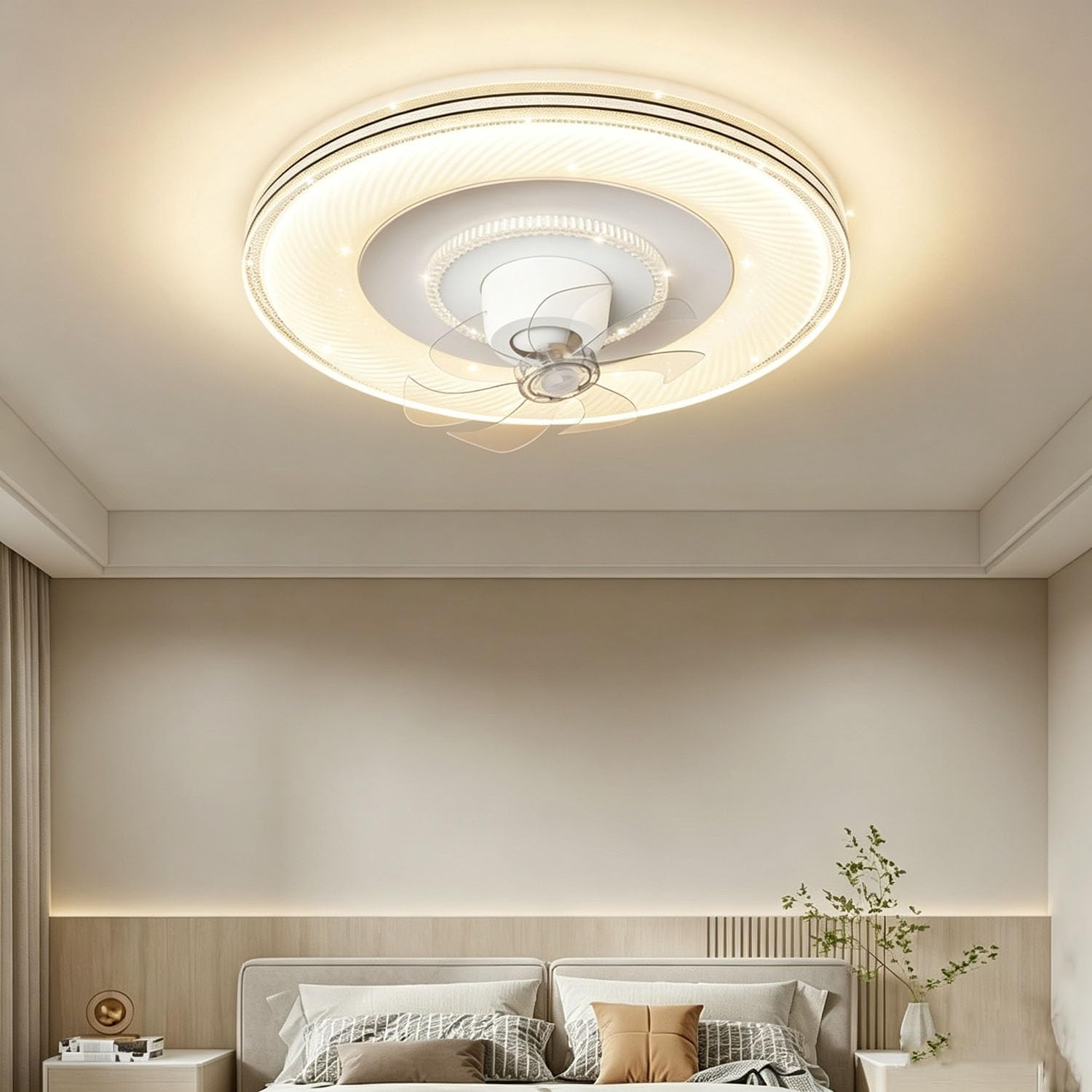 Piptyllite 360° Oscillating Ceiling Fan Light, Modern Minimalist All-in-One for Bedroom & Living Room,Black