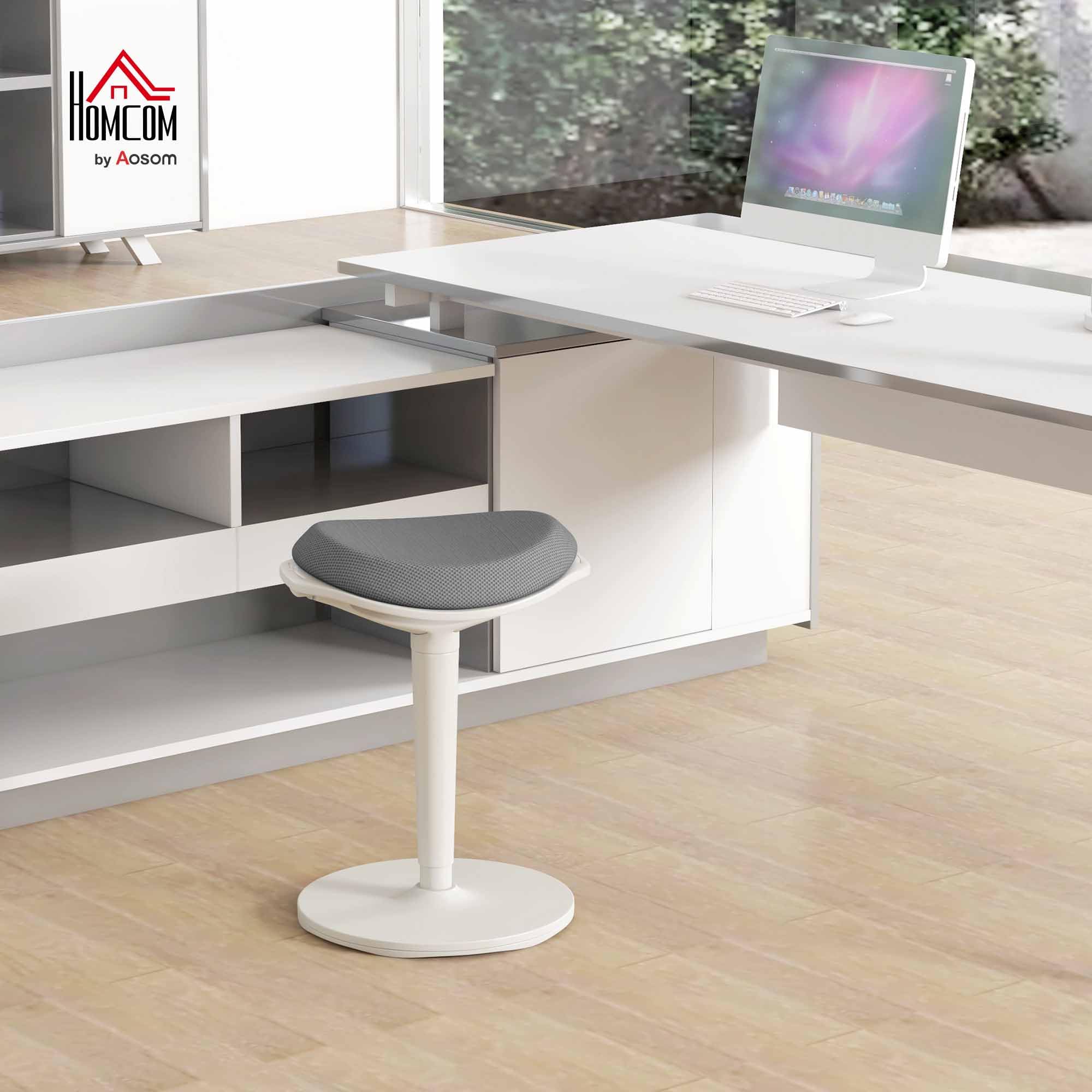 HOMCOM Sitzhocker 56,5-71,5 cm Höhenverstellbar Drehstuhl für Büro Grau