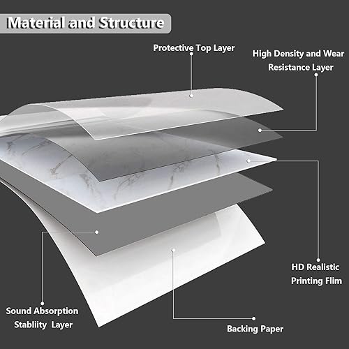 Miniatura 49 de VEELIKE Azulejos de vinilo para despegar y pegar de 12 x 12 pulgadas, color gris oscuro, azulejos de piso de mármol gris oscuro para despegar