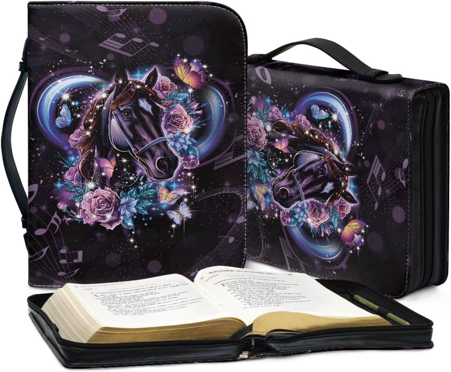 Mumeson Bible Covers for Women Leather Bible Carrying Case Organizer Bag Standard Size Large Capacity Bible Holder