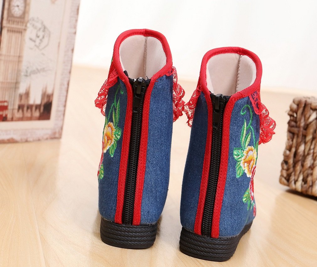 Tianrui Crown New Girls Midcalf Flower Embroidery Winter Boots Shoes (Toddler/Little Kid/Big Kid)