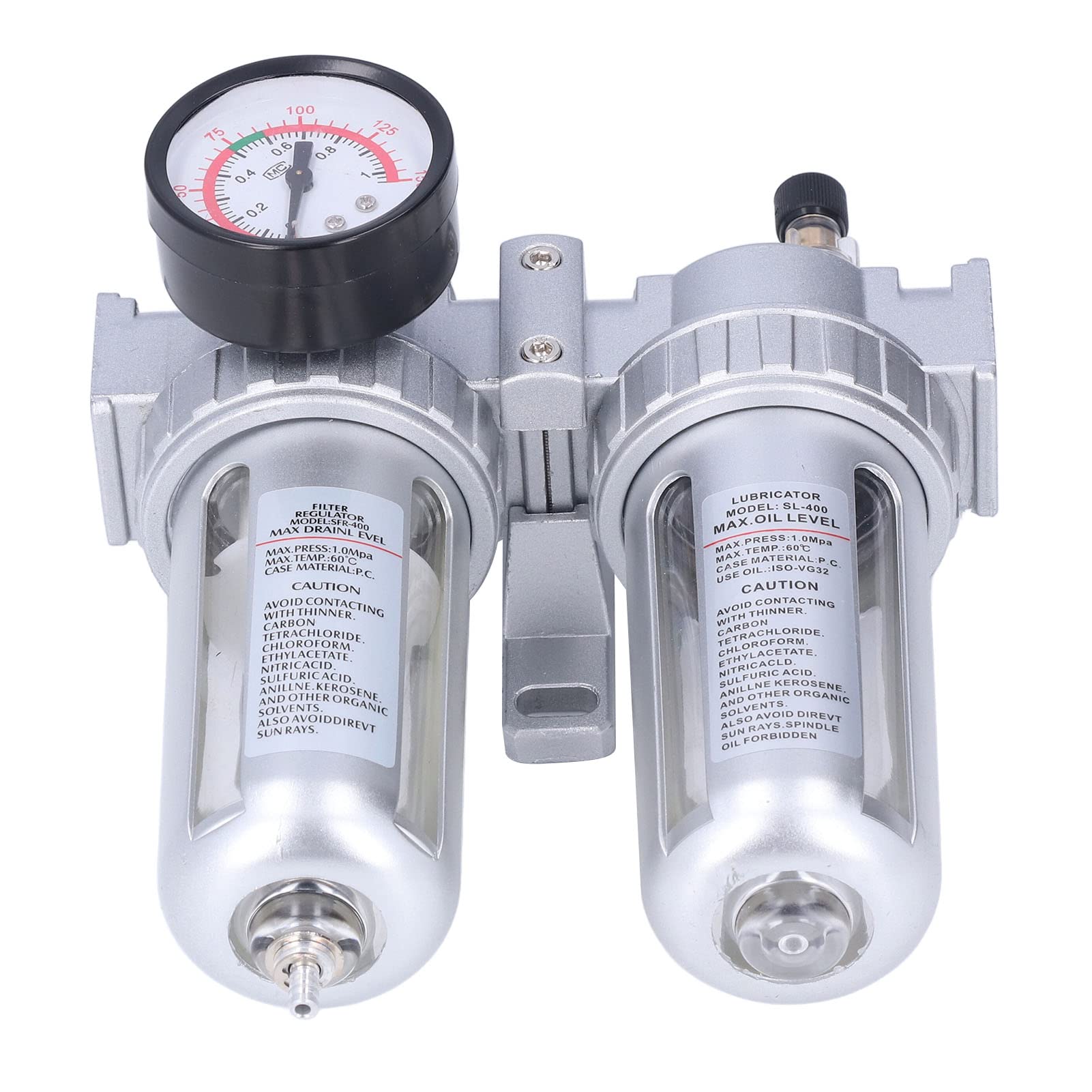 Filtro de Compresor de Aire, Filtro de Aire con Manómetro Regulador de Filtro de Aire Comprimido Regulador Separador de Aceite de Agua con Manómetro Máximo 1Mpa