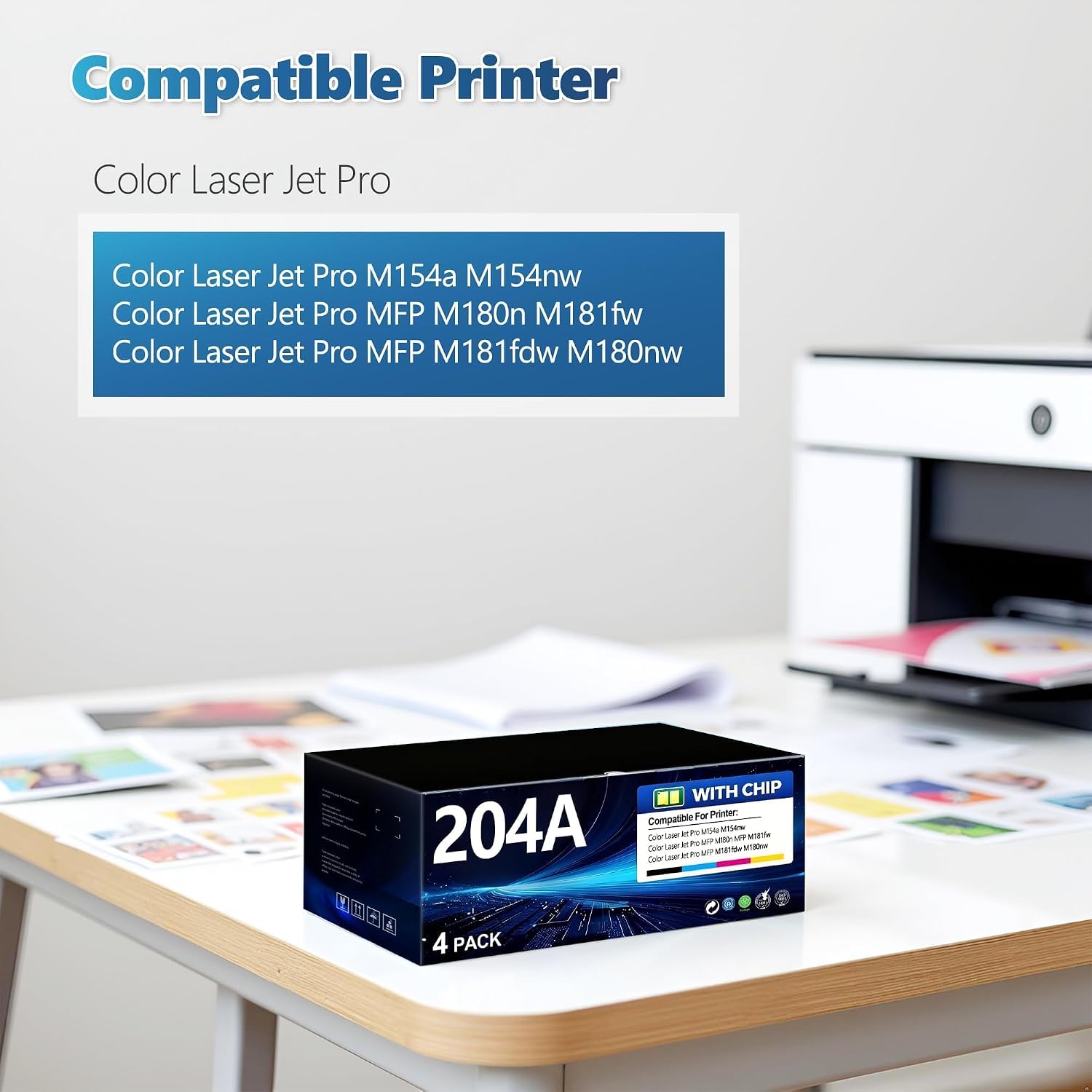 BERRYSKY 204A Toner Cartridge Set (4-Pack,Black/Cyan/Magenta/Yellow) Compatible HP 204A Toner Cartridges Replacement for Color Laser Jet Pro M154a M154nw Color Laser Jet Pro MFP M181fw M180n Printer