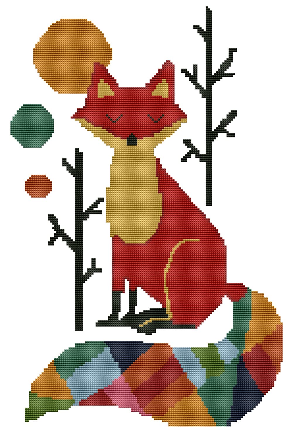Suchkawe Kreuzstich-Set, 11CT, Fuchs-Motiv, 28x38 Cm - DIY Stickset Für Anfänger & Erwachsene