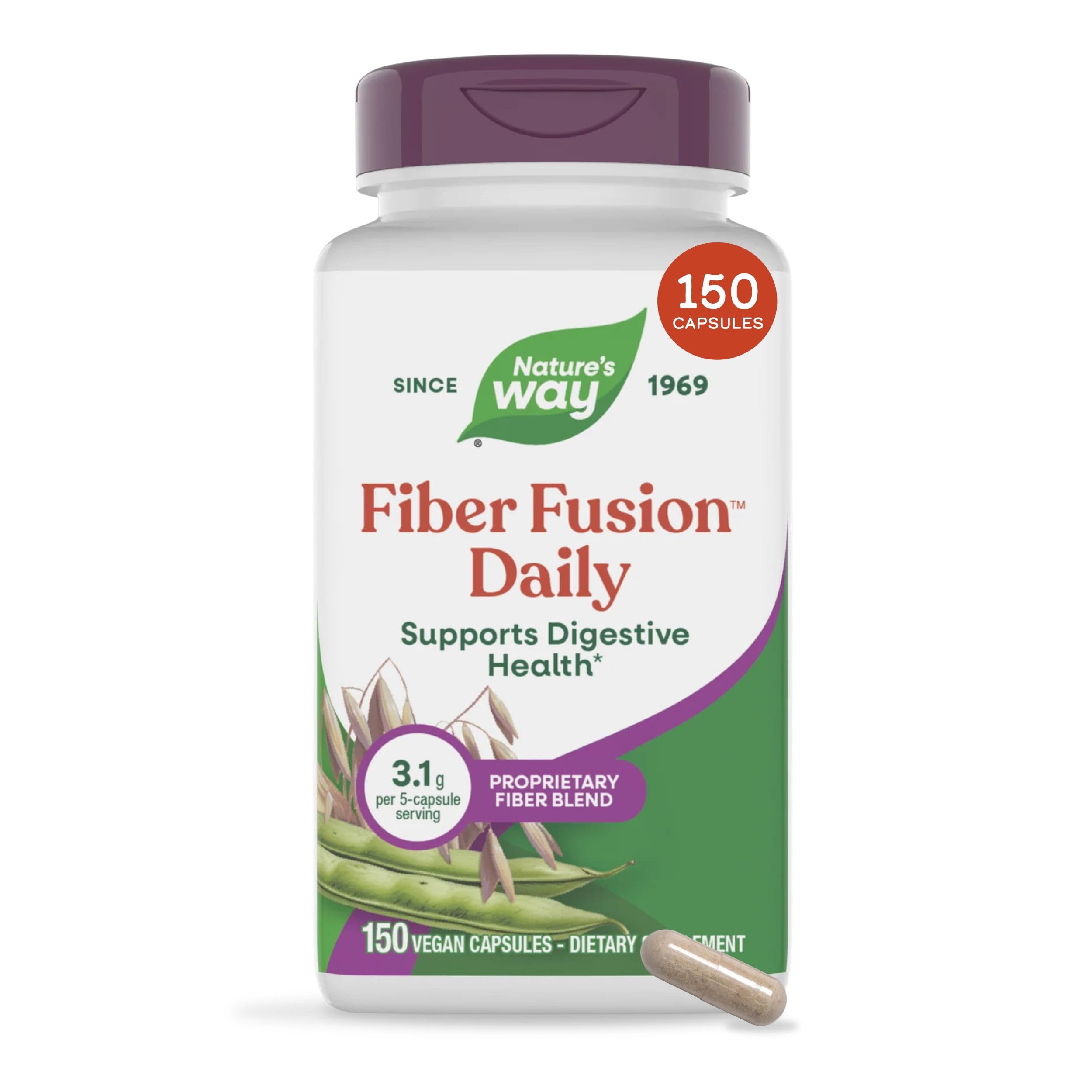 Nature's Way Fiber Fusion Daily, Digestive Health Support*, 150 ct 150 Count (Pack of 1)